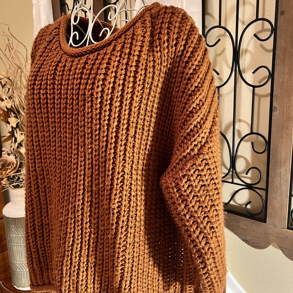POL Cozy Knit Sweater in Rich Brown